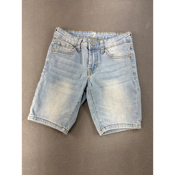 7 For All Mankind Denim Bermuda Shorts Size 7 Medium Wash - Picture 1 of 6